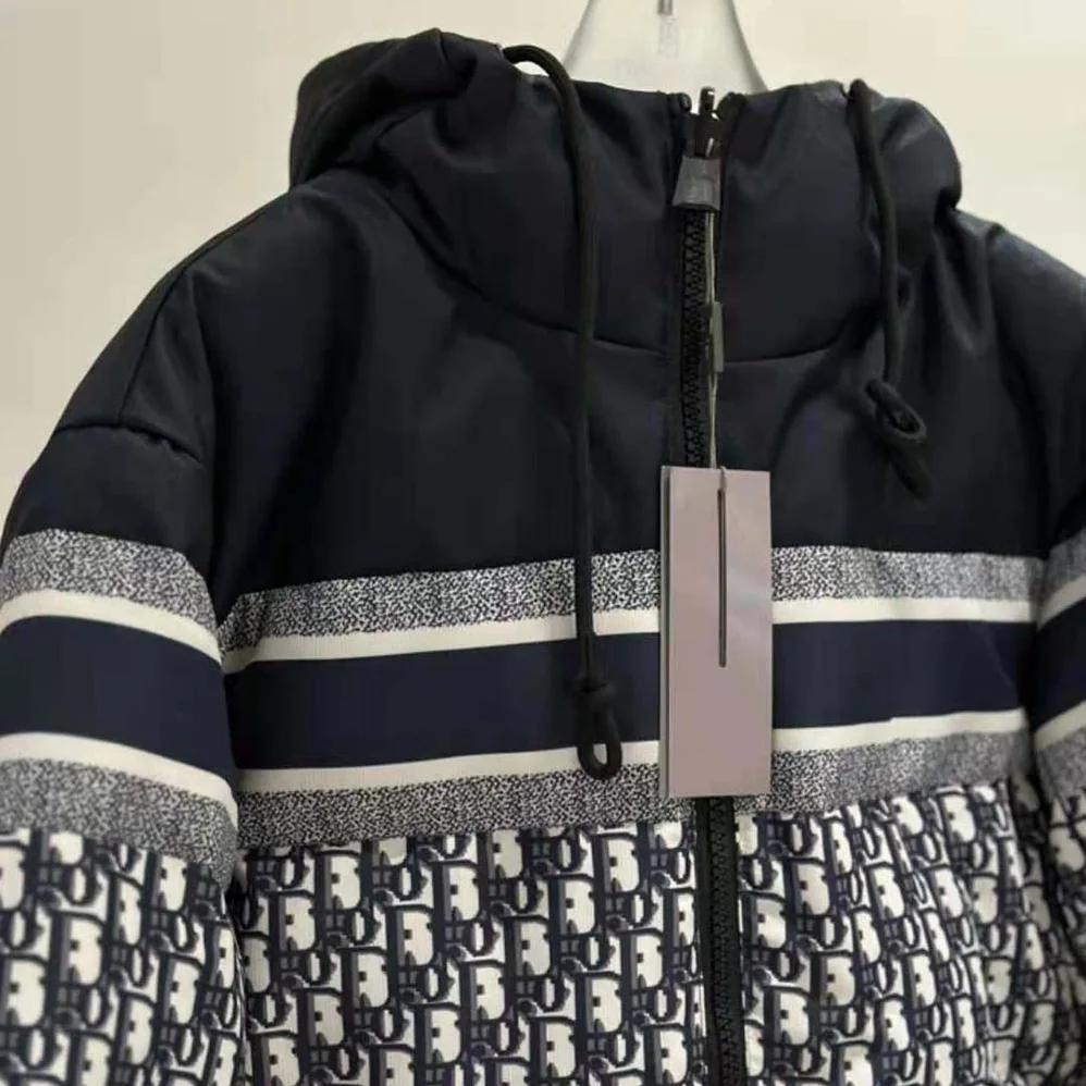 Dior Reversible Long Puffer Jacket Blue and Ecru Dior Oblique Quilted Technical Taffeta for Women