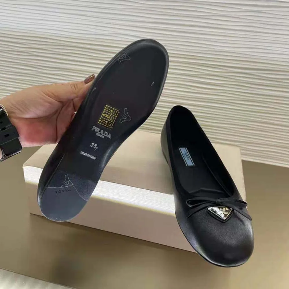 Prada Nappa Leather Ballerinas for Women in Black