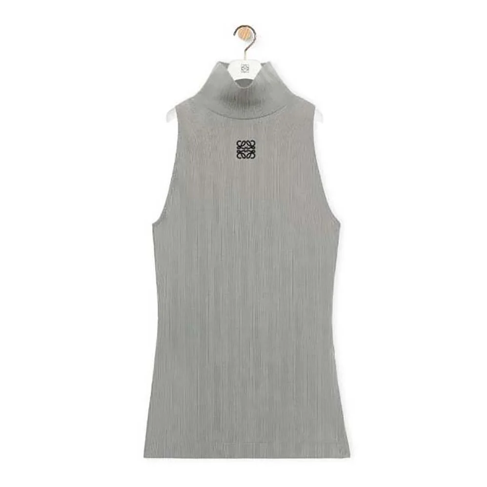 Loewe High Neck Top in Cotton Blend for Women in Silver