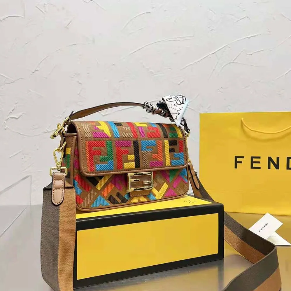 Fendi Baguette Multicolor FF Canvas Bag for Women