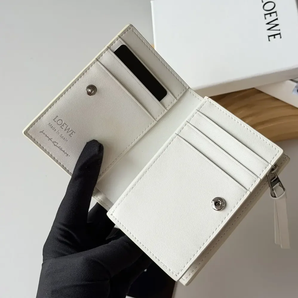Loewe Compact Wallet in Nappa Calfskin for Unisex in White