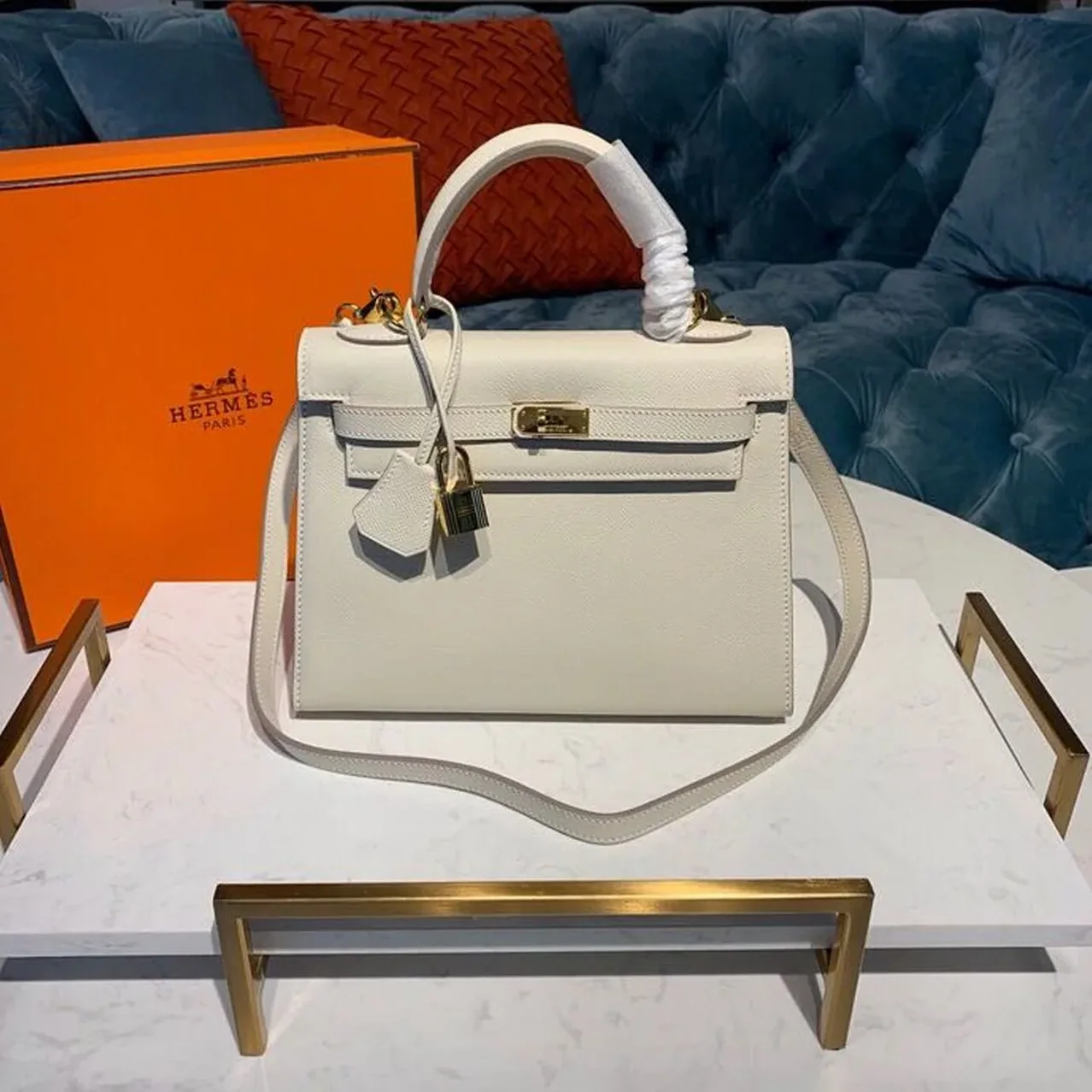 Hermes Kelly Craie Gold Toned Hardware /