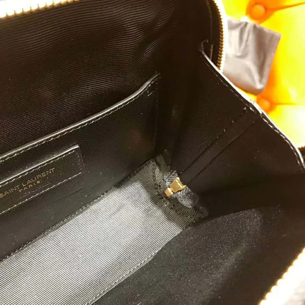 Saint Laurent YSL Vicky Camera Bag Quilted Patent for Women in Black