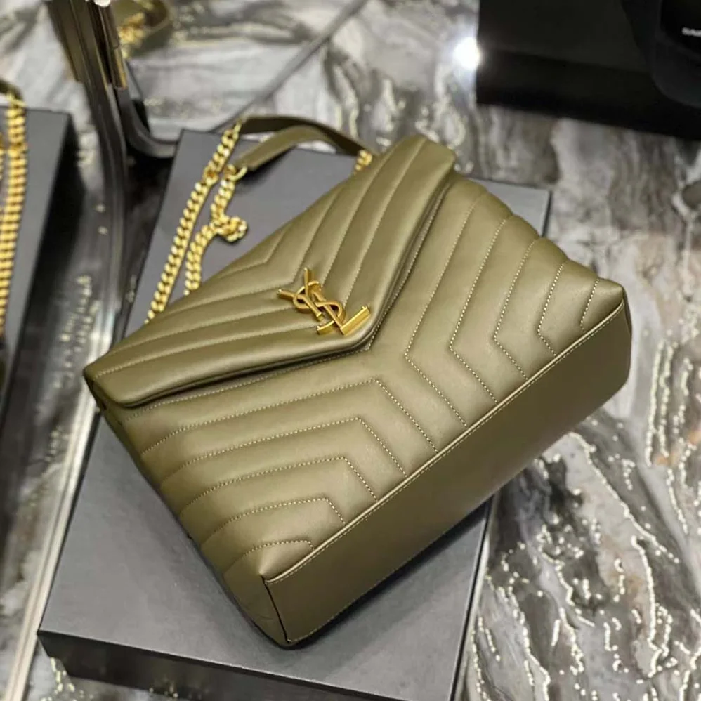 Saint Laurent YSL Loulou Medium Bag in Matelassé Y Leather for Women in Green