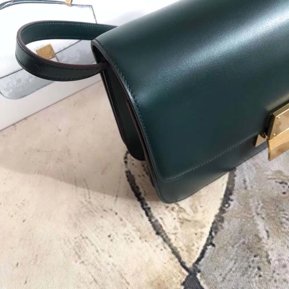 Celine Small Classic Bag in Box Calfskin Leather for Women in Dark Green