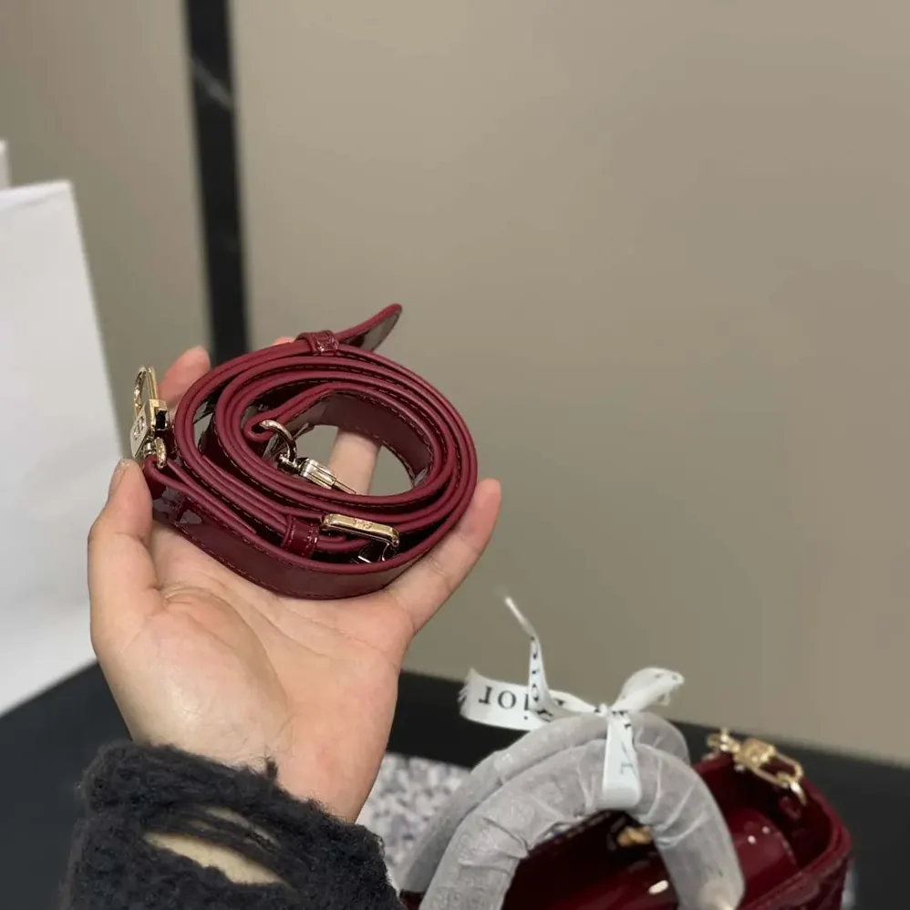 Dior Small Lady D-Joy Bag Cherry Red Patent Cannage Calfskin for Women Dior Small Lady D-Joy Bag Cherry Red Patent Cannage Calfskin for Women