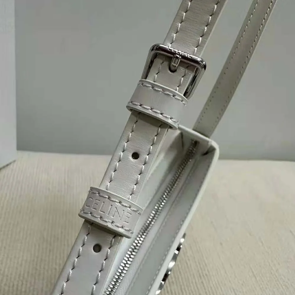 Celine Medium Tilly Bag in Shiny Calfskin for Women in White