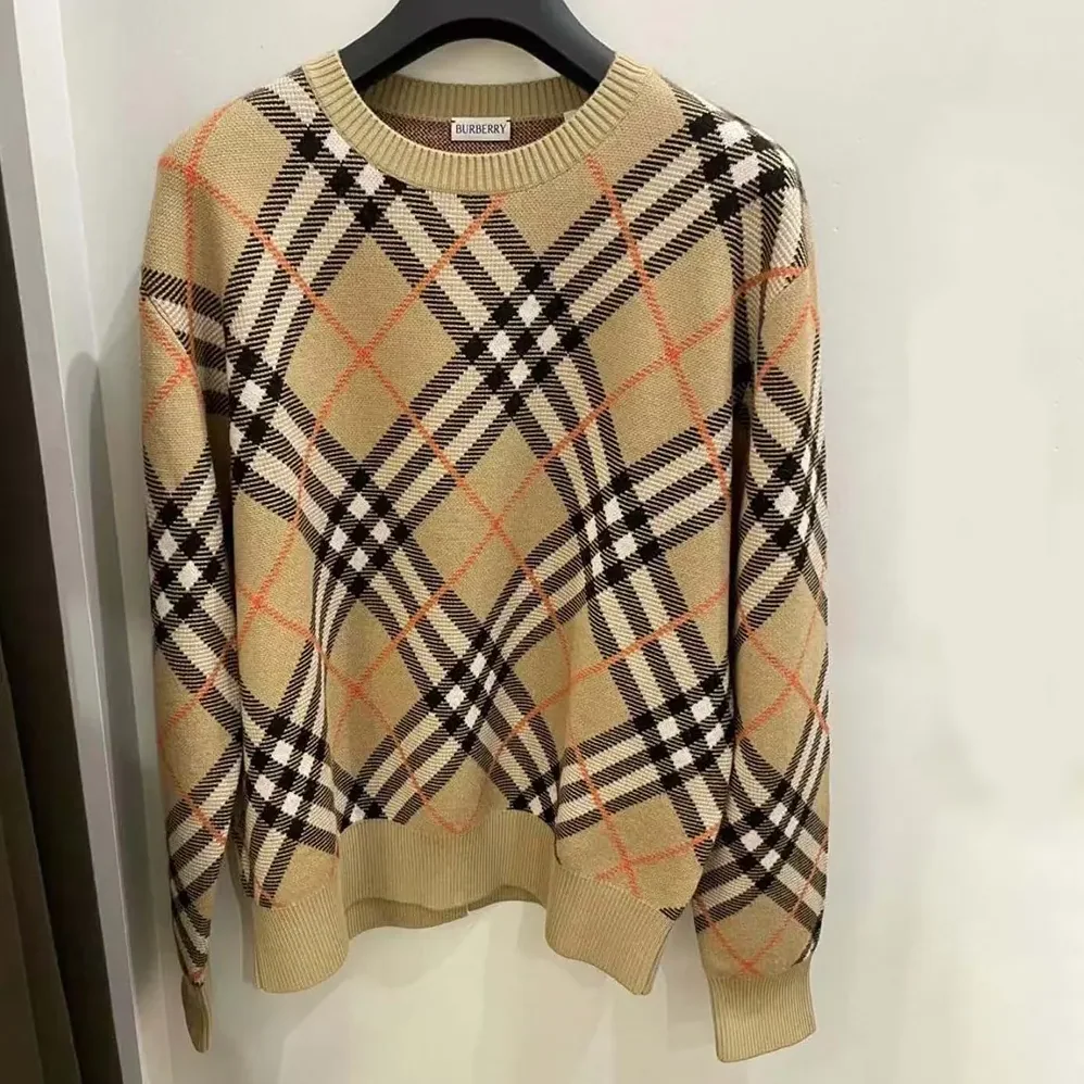Burberry Check Wool Blend Sweater for Women Burberry Check Wool Blend Sweater for Women