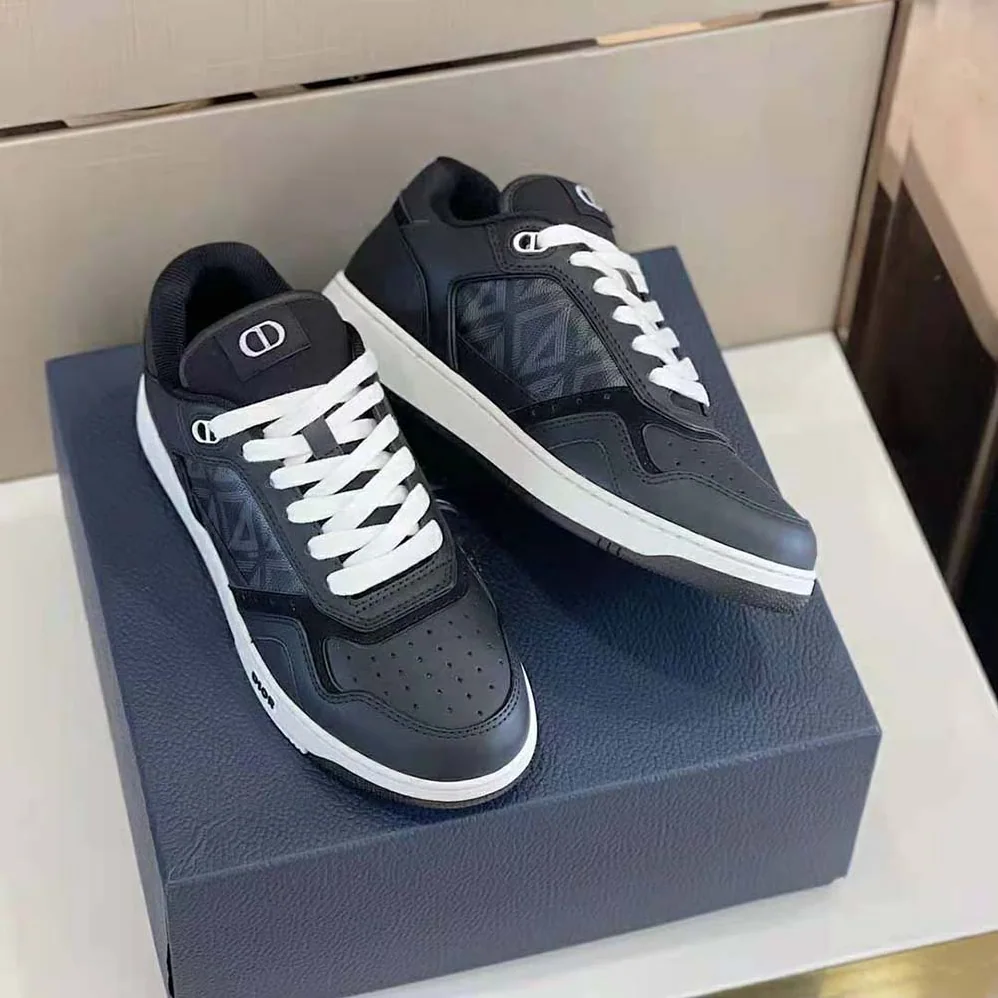 Dior B27 Low-Top Sneaker Black Smooth Calfskin and CD Diamond Canvas for Men