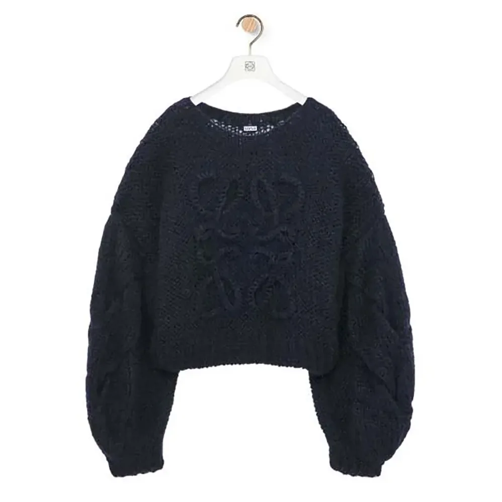 Loewe Anagram Sweater in Mohair for Women in Dark Navy Loewe Anagram Sweater in Mohair for Women in Dark Navy