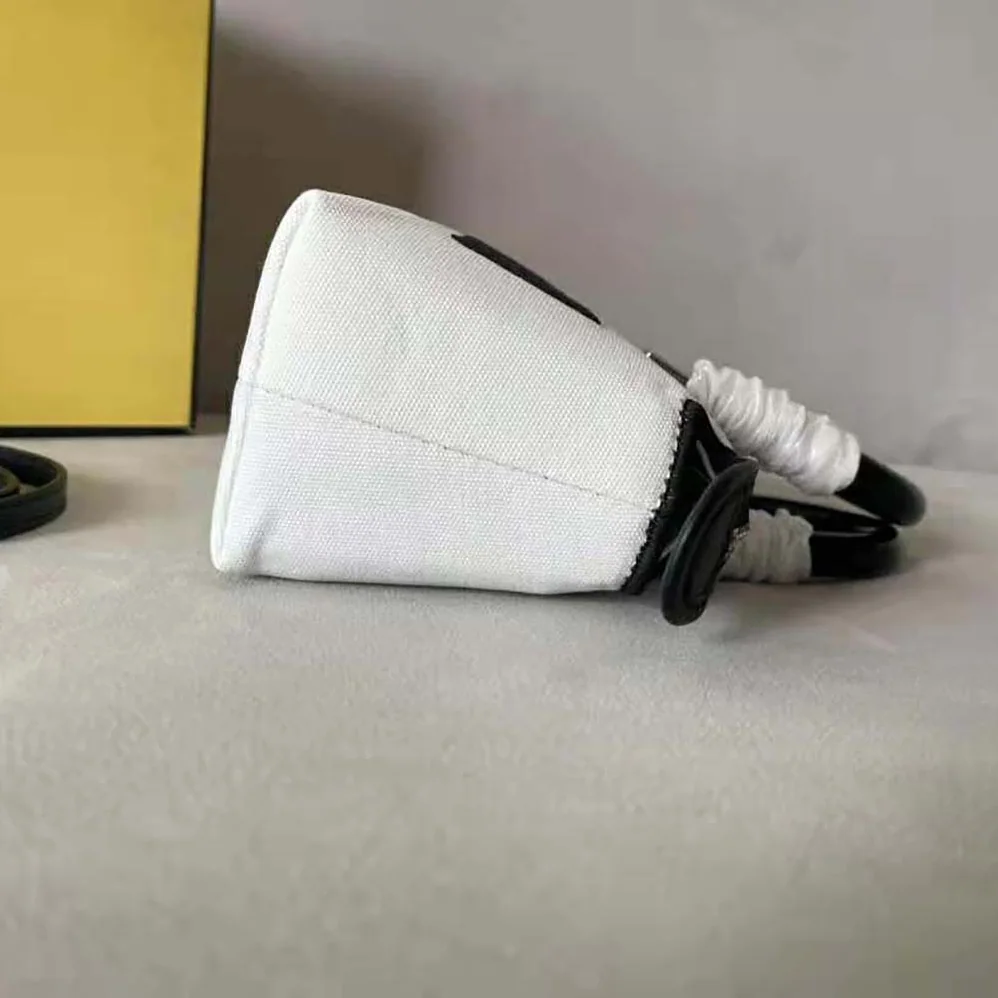 Fendi By The Way Mini White Canvas Small Boston Bag for Women Fendi By The Way Mini White Canvas Small Boston Bag for Women
