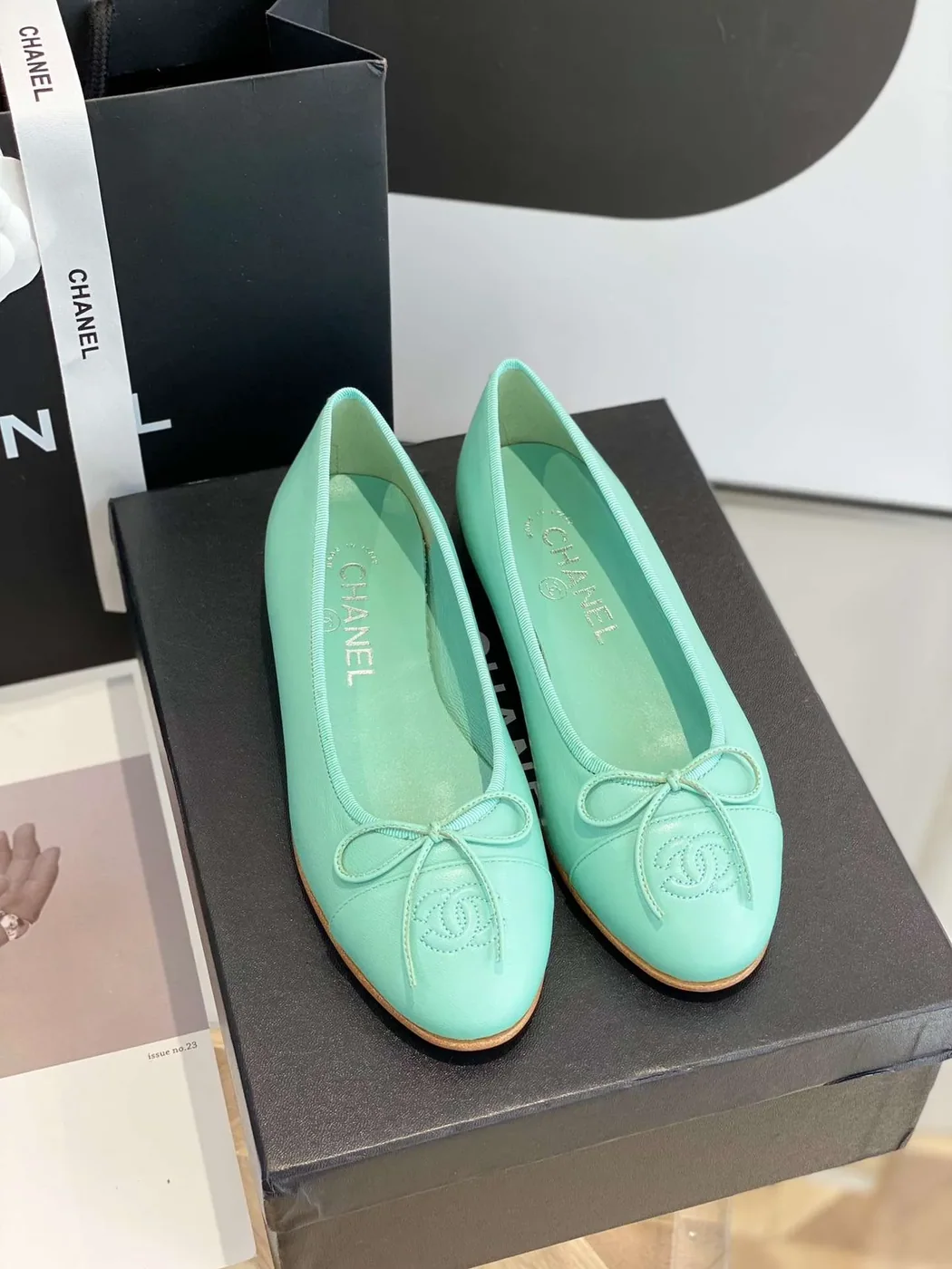 Chanel Ballet Flats Jade Green
