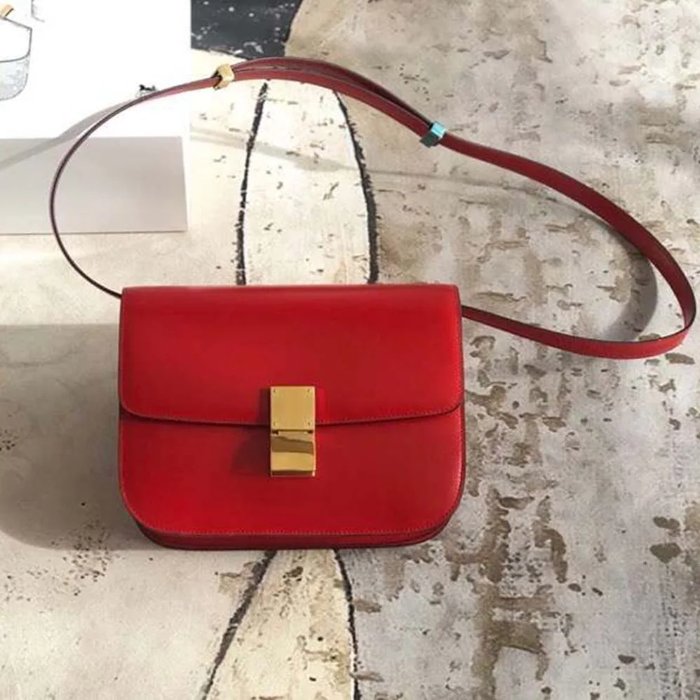 Celine Small Classic Bag in Box Calfskin Leather for Women in Red