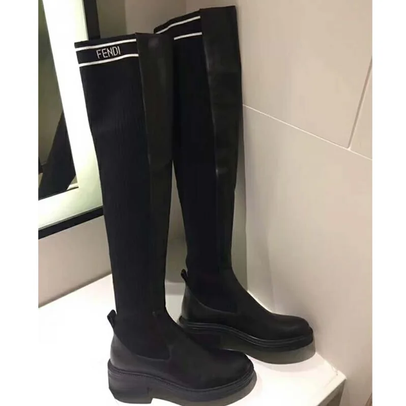 Fendi Shoes Black Nappa Cuissard Boots for Women