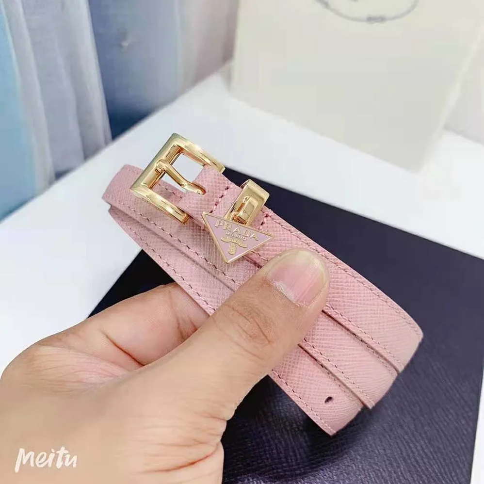 Prada Saffiano Leather Belt for Women in Pink