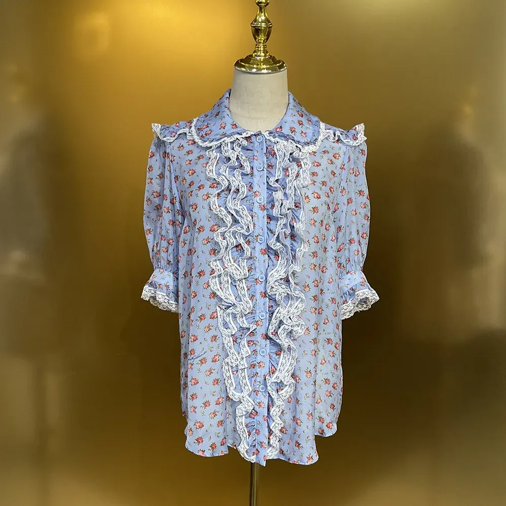 Dolce Gabbana D&G Small Rose for Women in Print Chiffon Shirt