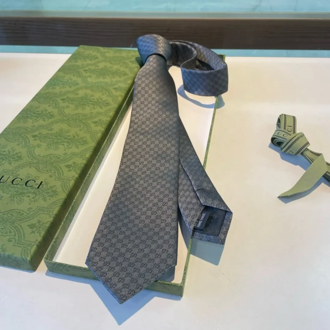 Gucci Monogram Interlocking G Jacquard Dark Grey Tie