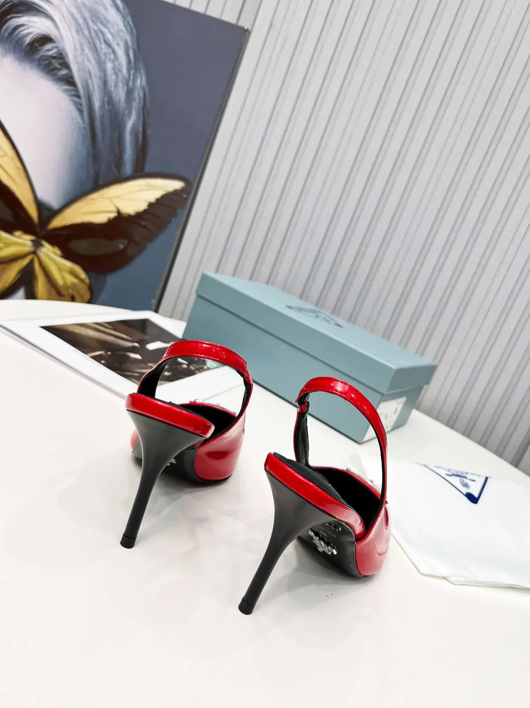 Prada Brushed Sling Pumps Red Prada Brushed Sling Pumps Red