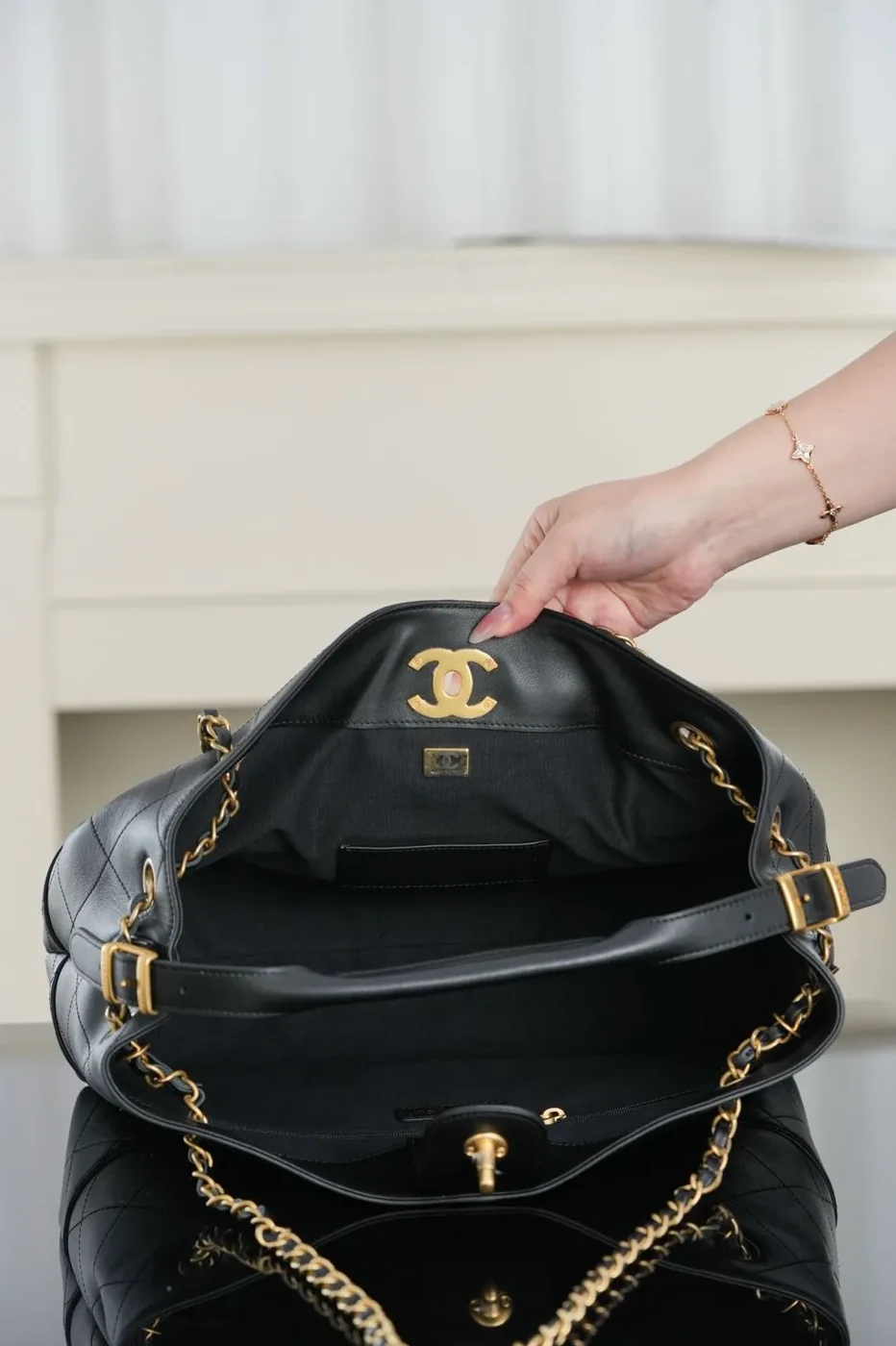Chanel Shopping Small Tote Bag in Pink Gold Hardware