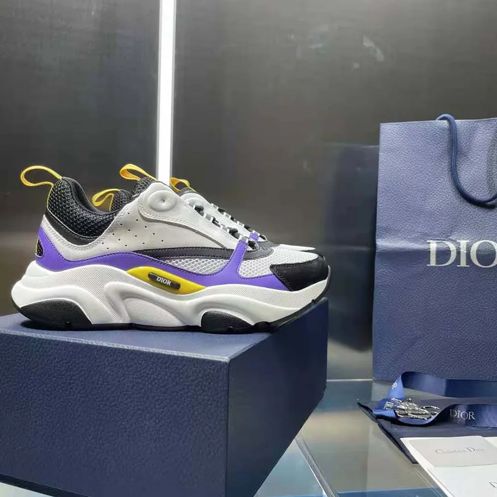 Dior B22 Sneaker Violet and White Calfskin with White and Black Technical Mesh for Men