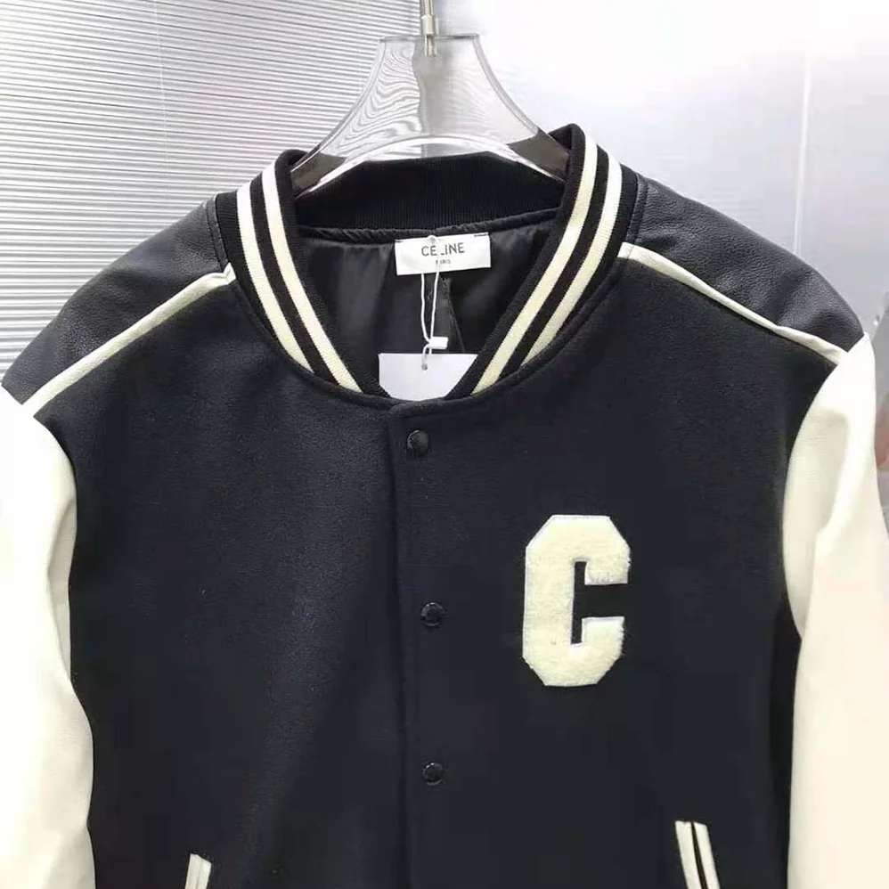 Celine Oversized Wool Varsity Jacket for Women in Black Celine Oversized Wool Varsity Jacket for Women in Black