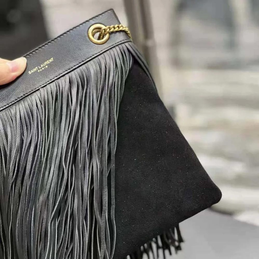 Saint Laurent YSL Grace Small Chain Bag in Suede for Women in Black Saint Laurent YSL Grace Small Chain Bag in Suede for Women in Black
