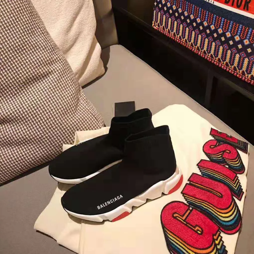 Balenciaga Speed Trainers in Knit and Balenciaga Logo for Women in Black Balenciaga Speed Trainers in Knit and Balenciaga Logo for Women in Black