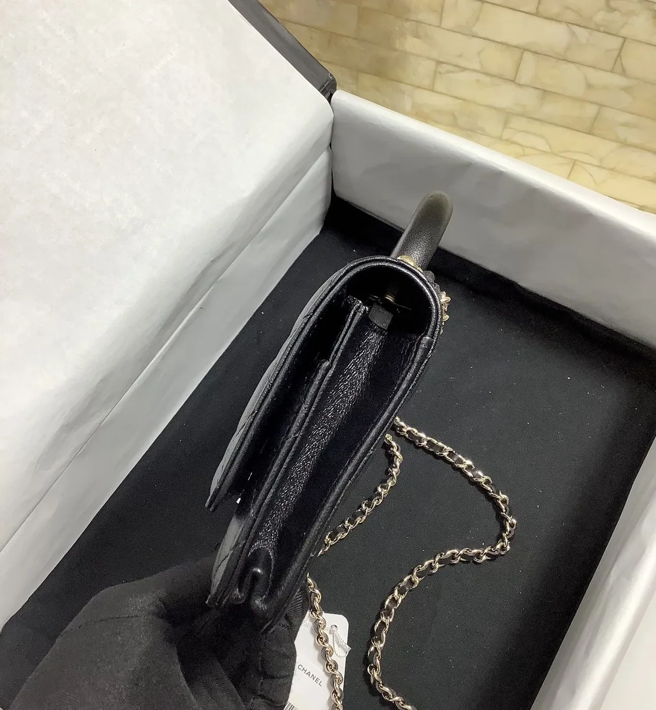 Chanel Hand-Held Oblique Cross Bag Black
