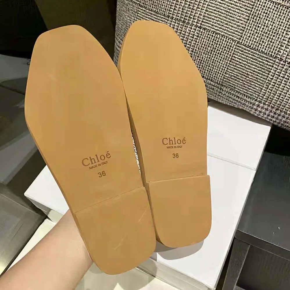Chloe Woody Flat Mule for Women in Beige Chloe Woody Flat Mule for Women in Beige