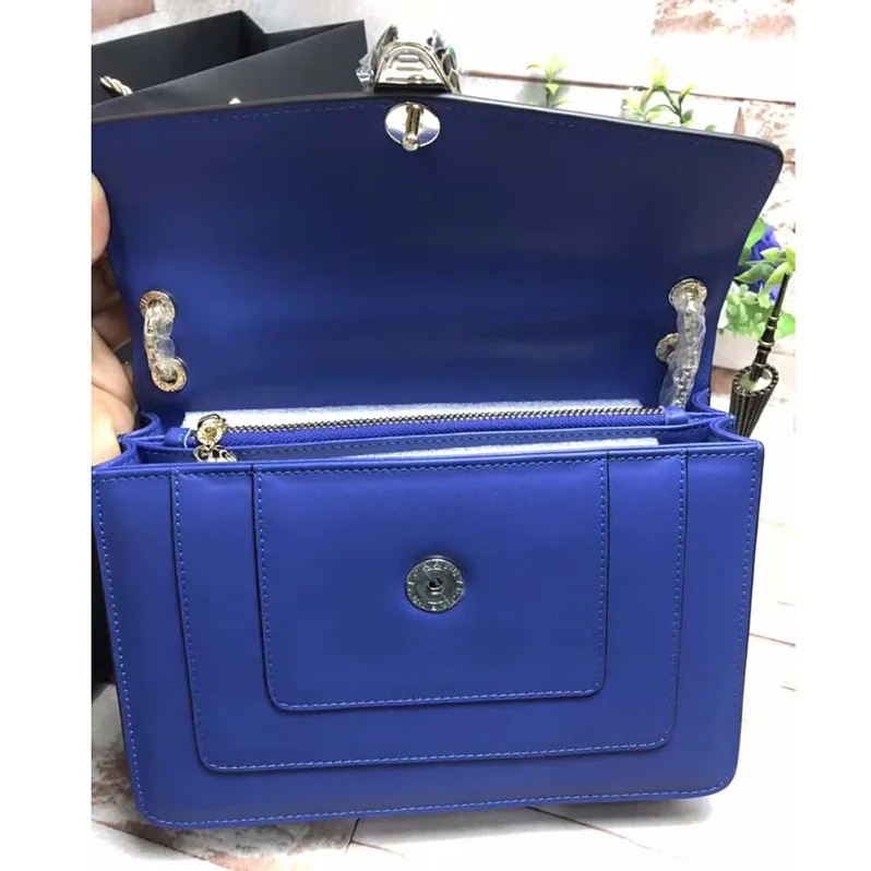 Bvlgari Serpenti Forever Medium Flap Cover Chain Bag Calfskin in Navy Bvlgari Serpenti Forever Medium Flap Cover Chain Bag Calfskin in Navy
