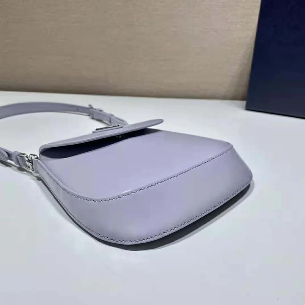 Prada Cleo Brushed Leather Mini Bag for Women in Purple Prada Cleo Brushed Leather Mini Bag for Women in Purple