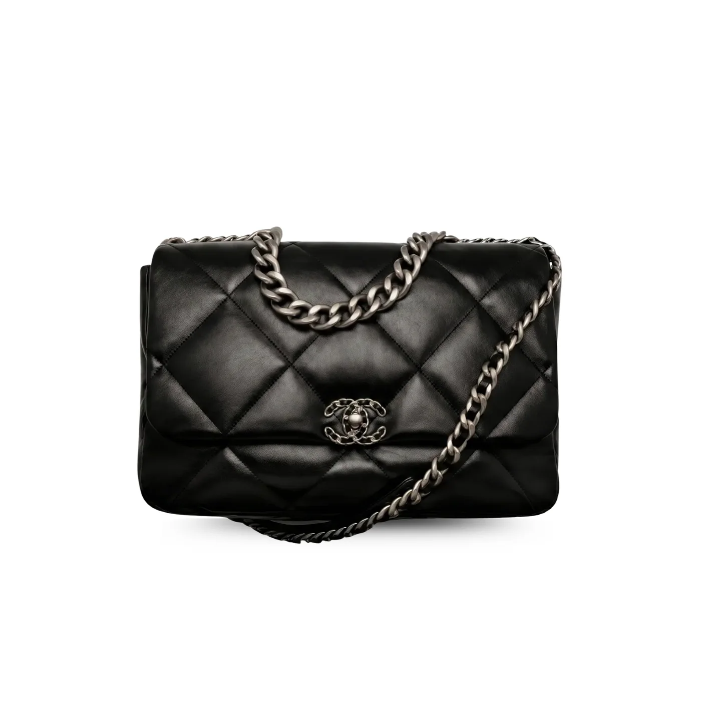 Chanel 19 Maxi Crossbody Bag in Black Silver Hardware