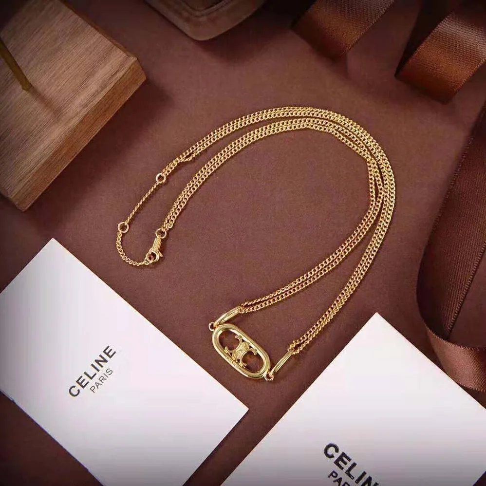 Celine Triomphe Necklace in Gold Brass for Women Celine Triomphe Necklace in Gold Brass for Women