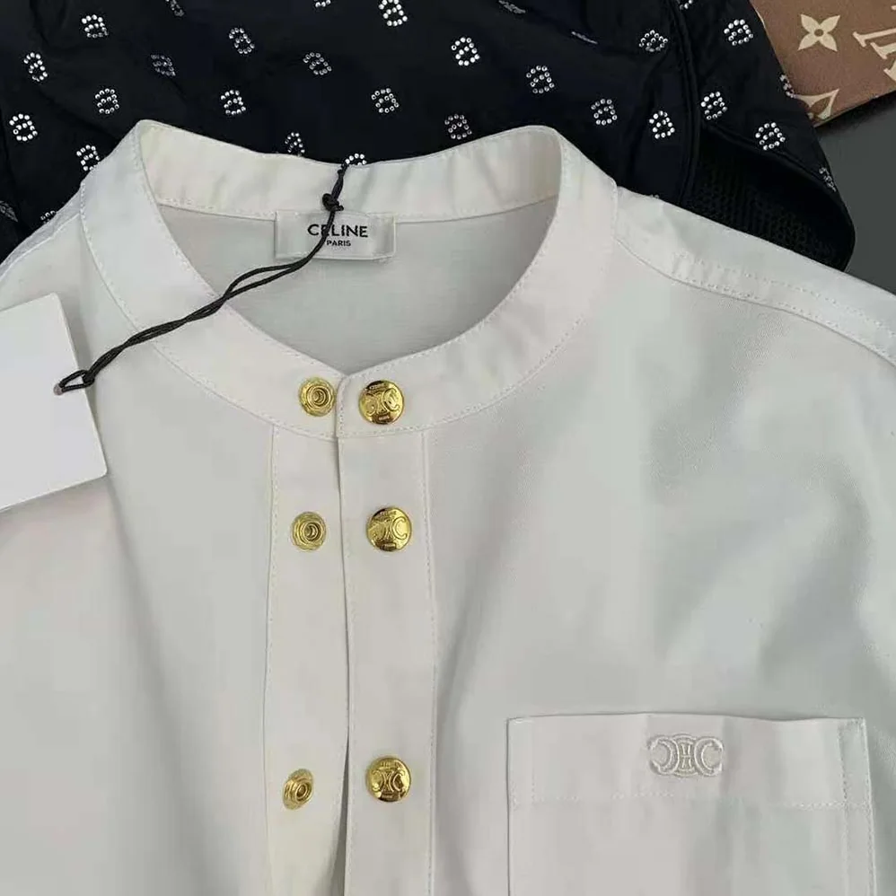 Celine Triomphe Pea Jacket in Optic White Denim for Women