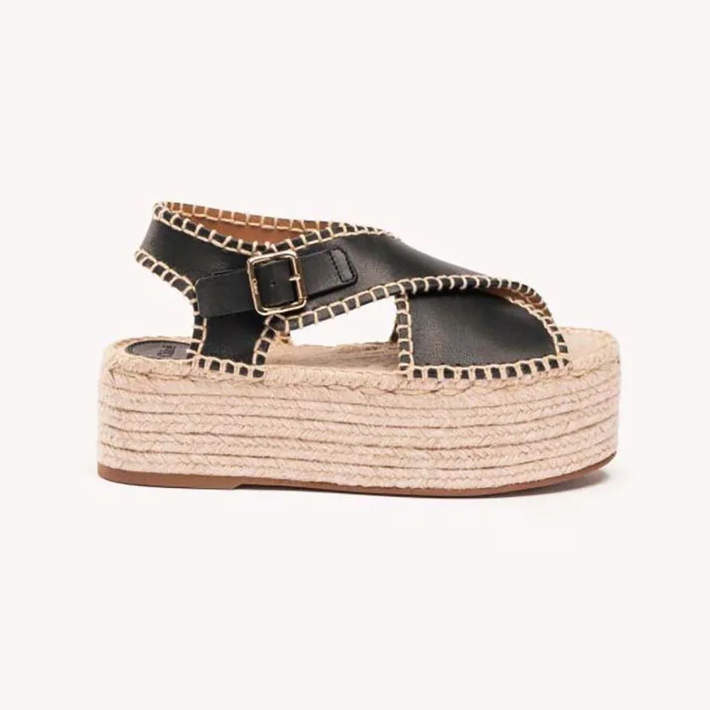 Chloe Lucinda Platform Espadrille in 6cm Heel Height for Women in Black Chloe Lucinda Platform Espadrille in 6cm Heel Height for Women in Black