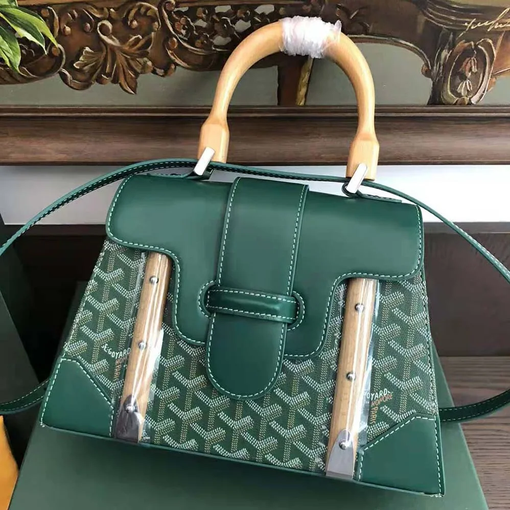 Goyard Sac Saïgon PM in Toile Goyardine & Clamecy Calfskin for Women in Green