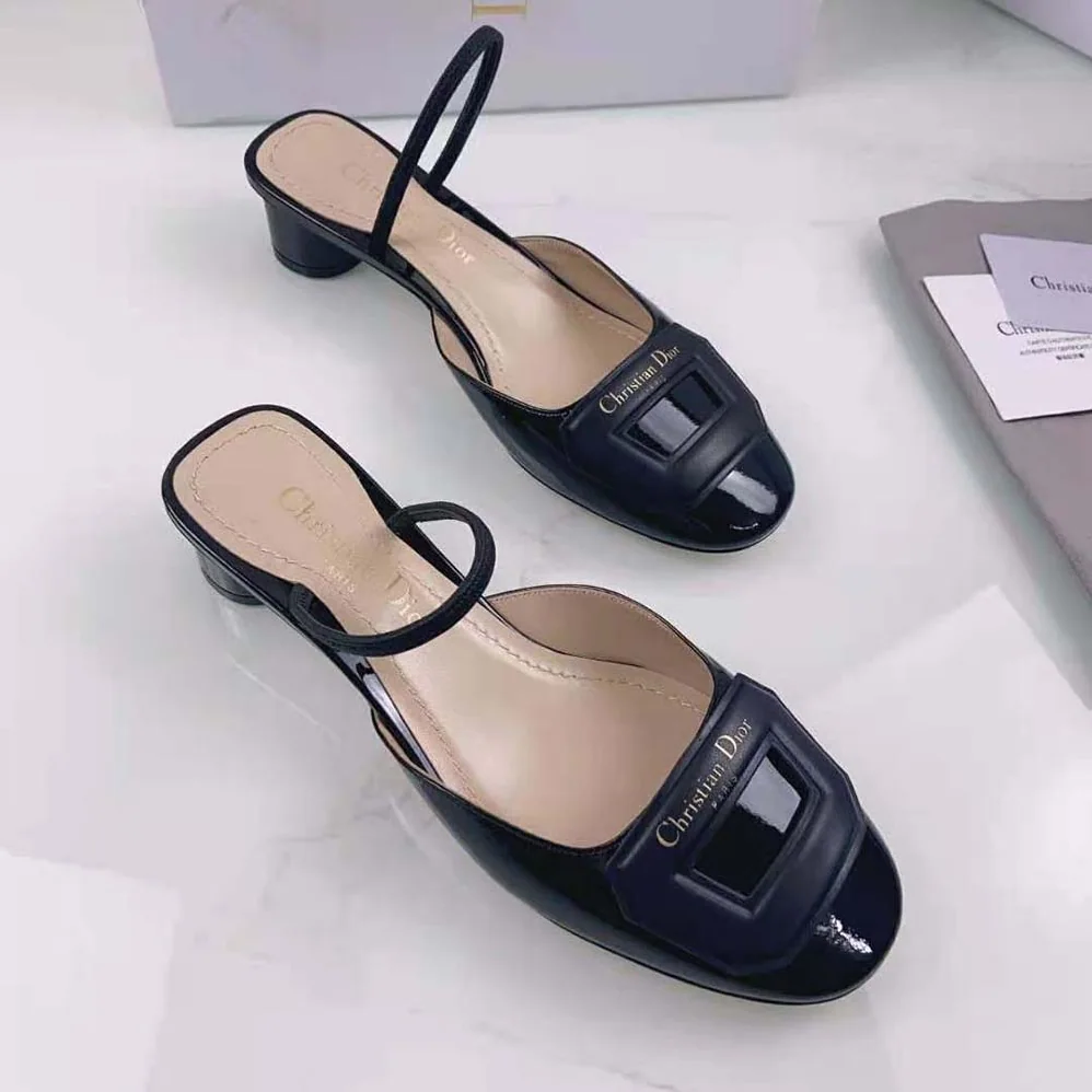 Dior Day Slingback Pump Black Patent Calfskin for Women