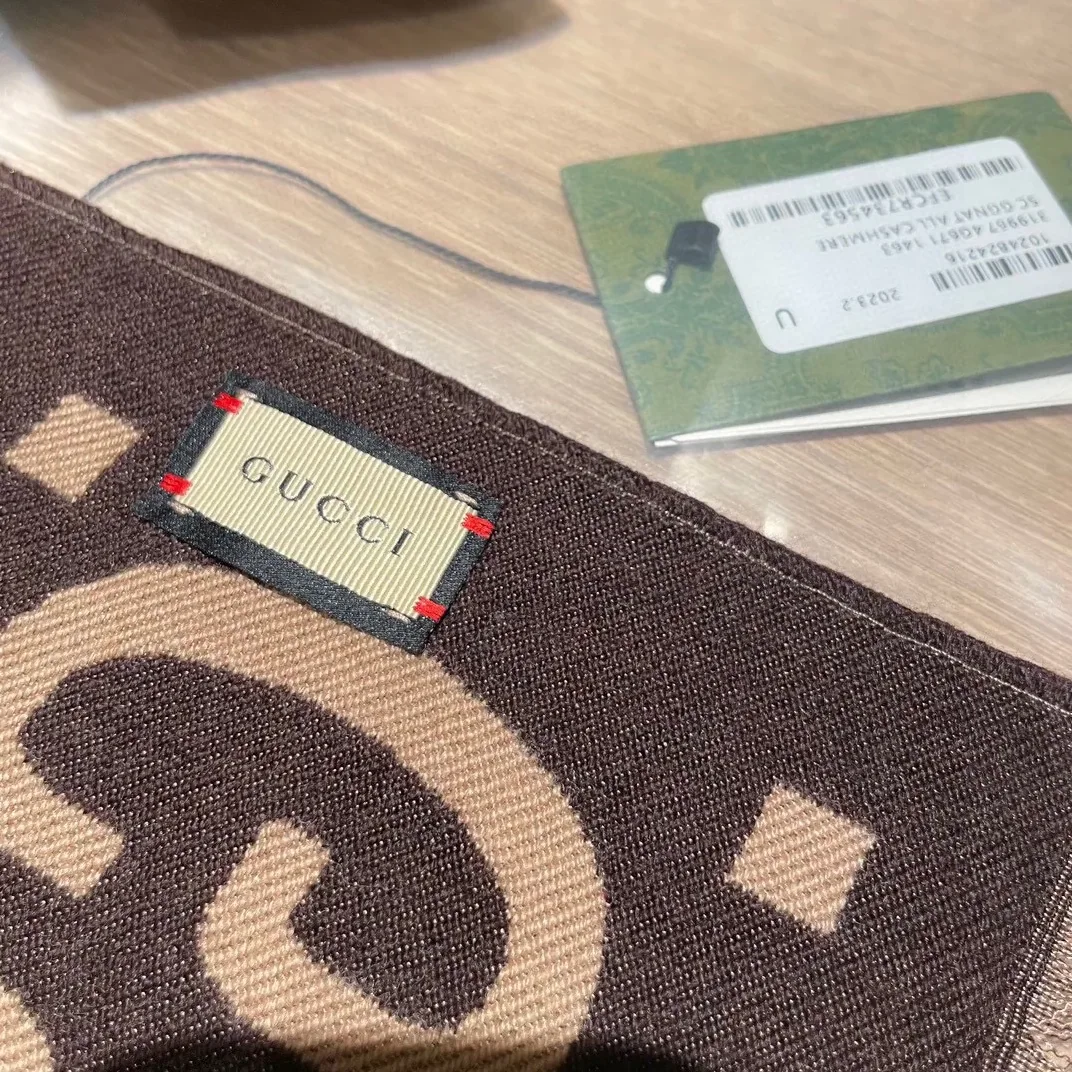 Gucci Wool Silk Scarf Beige