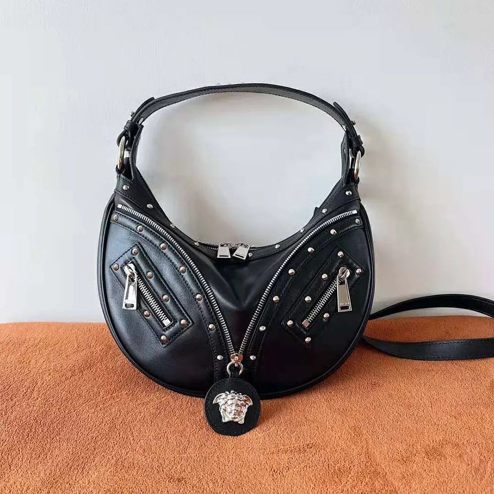 Versace Repeat Small Hobo Bag for Women in Black Versace Repeat Small Hobo Bag for Women in Black