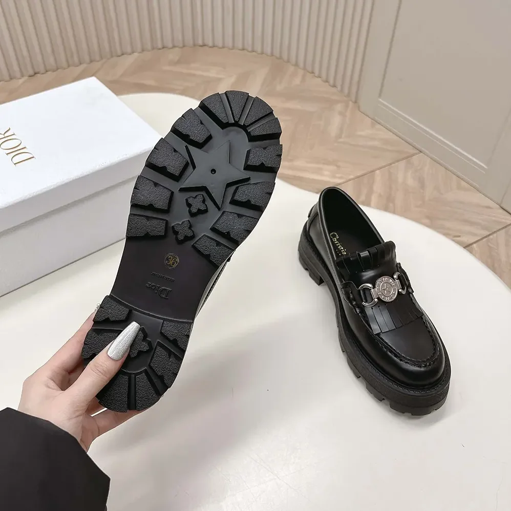 Dior Emblem Loafer Black Brushed Calfskin for Women Dior Emblem Loafer Black Brushed Calfskin for Women