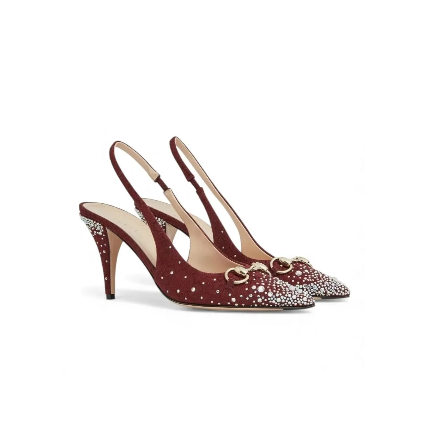 Gucci Slingback Pump With Crystal Horsebit Rosso Ancora Red