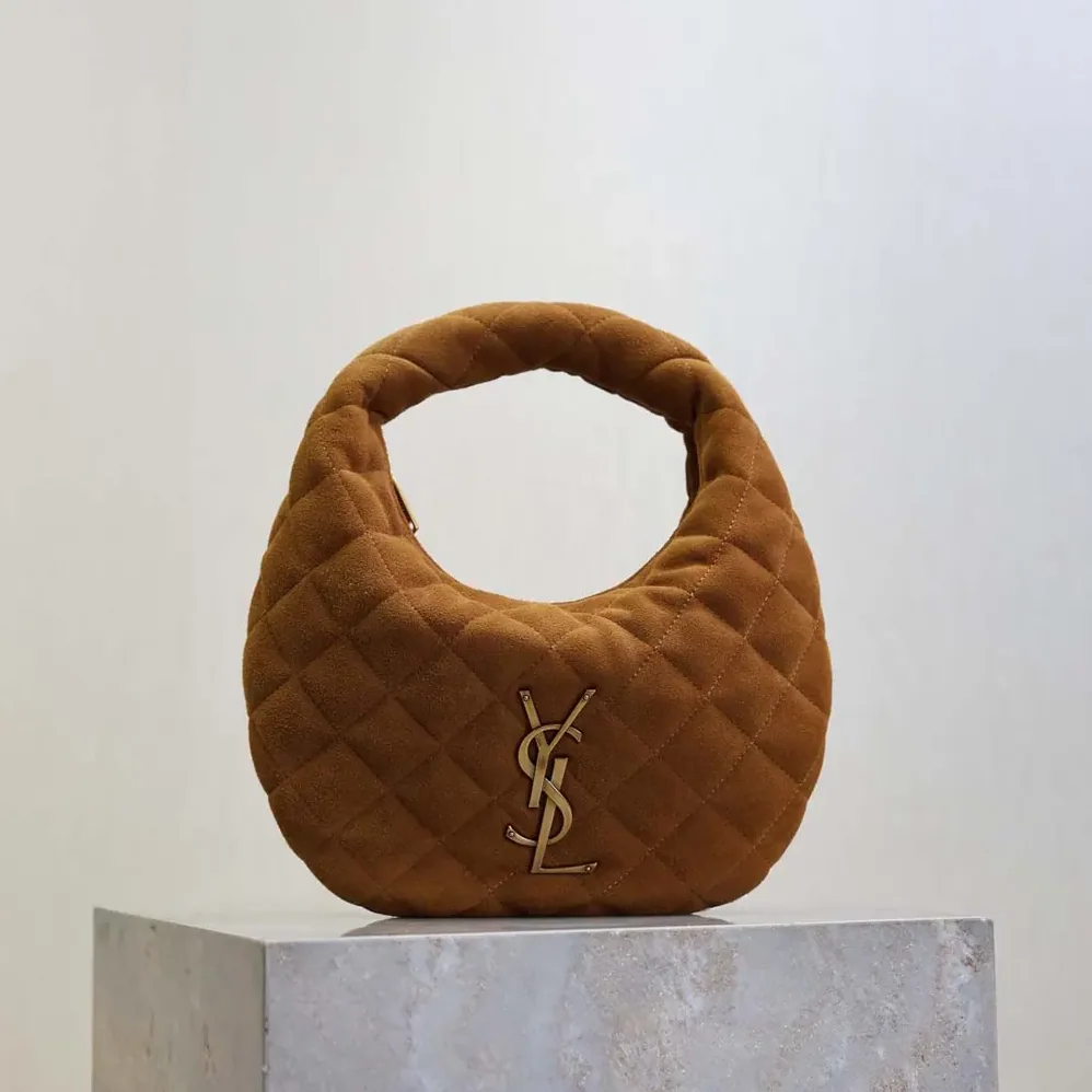 Saint Laurent YSL Icarino In Quilted Suede for Women in Brown Saint Laurent YSL Icarino In Quilted Suede for Women in Brown