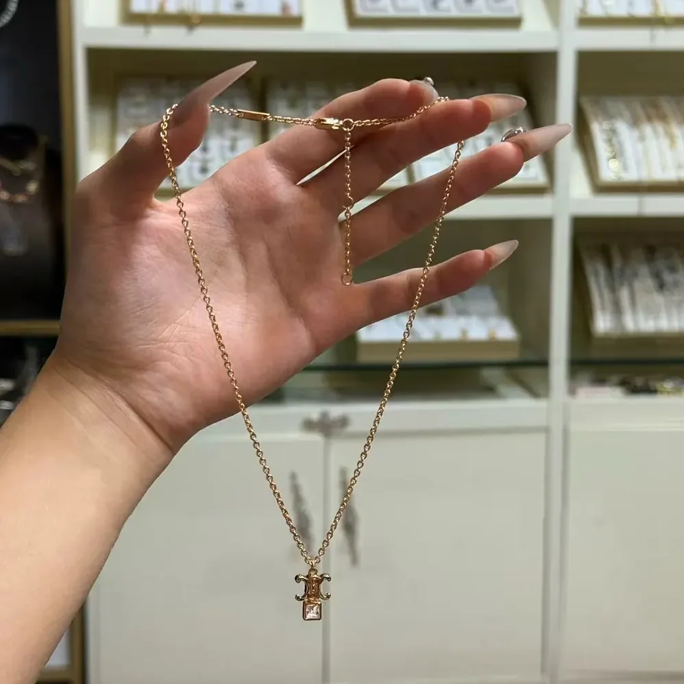Celine Triomphe Twinkle Necklace in Strass and Brass with Gold Finish for Women Celine Triomphe Twinkle Necklace in Strass and Brass with Gold Finish for Women