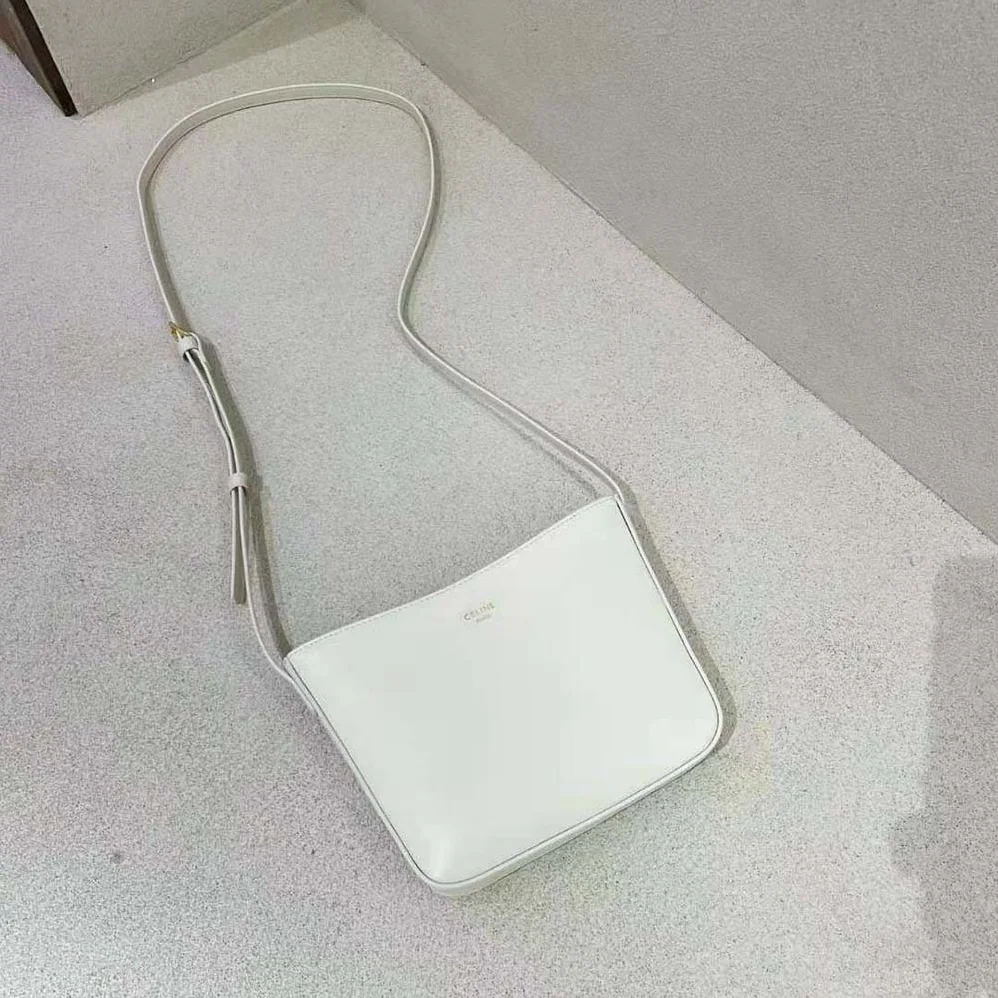 Celine Medium Celine Croque Bag in Shiny Calfskin for Women in White
