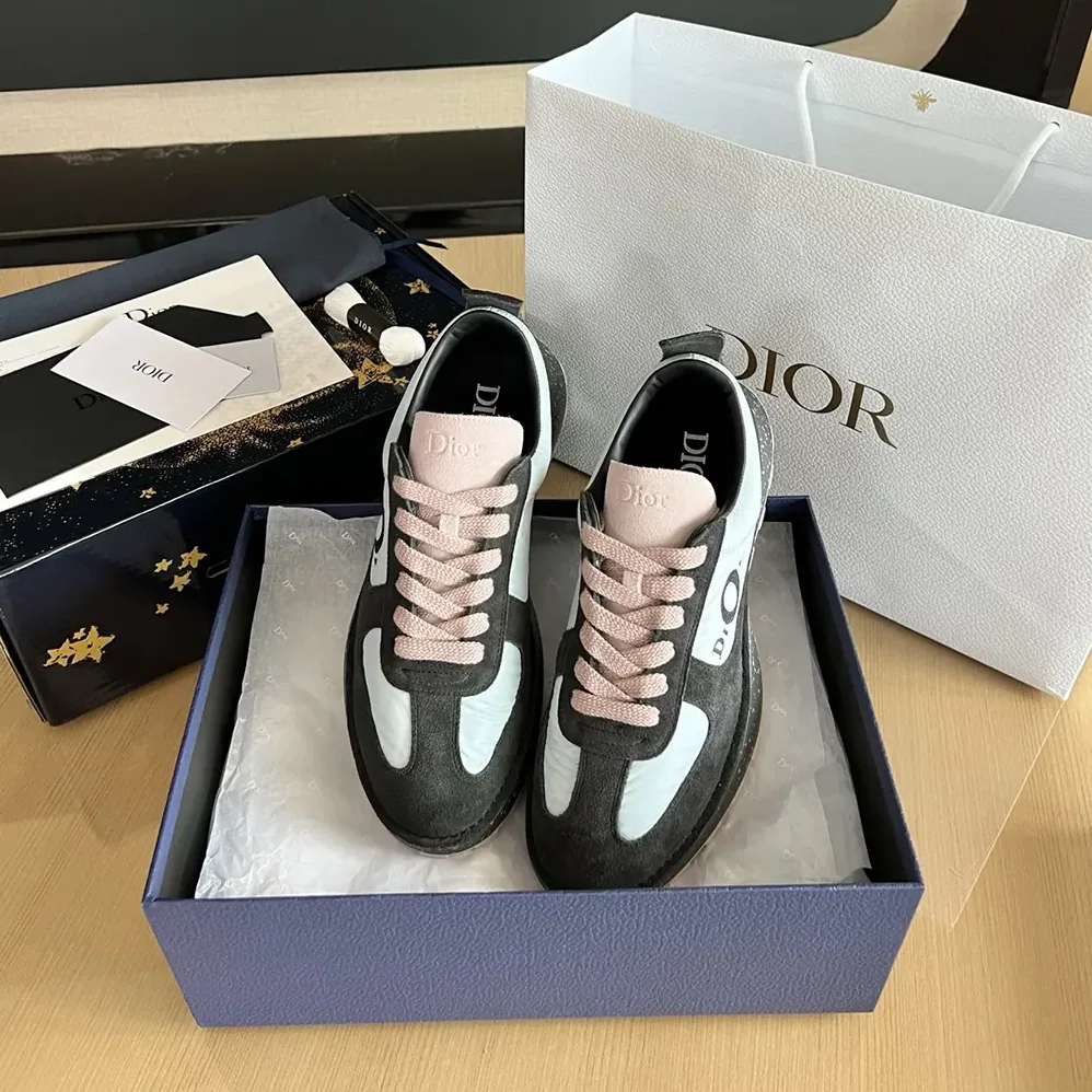 Dior Squash Sneaker Gray and Pink Suede Calfskin with Light Blue Technical Fabric for Unisex Dior Squash Sneaker Gray and Pink Suede Calfskin with Light Blue Technical Fabric for Unisex