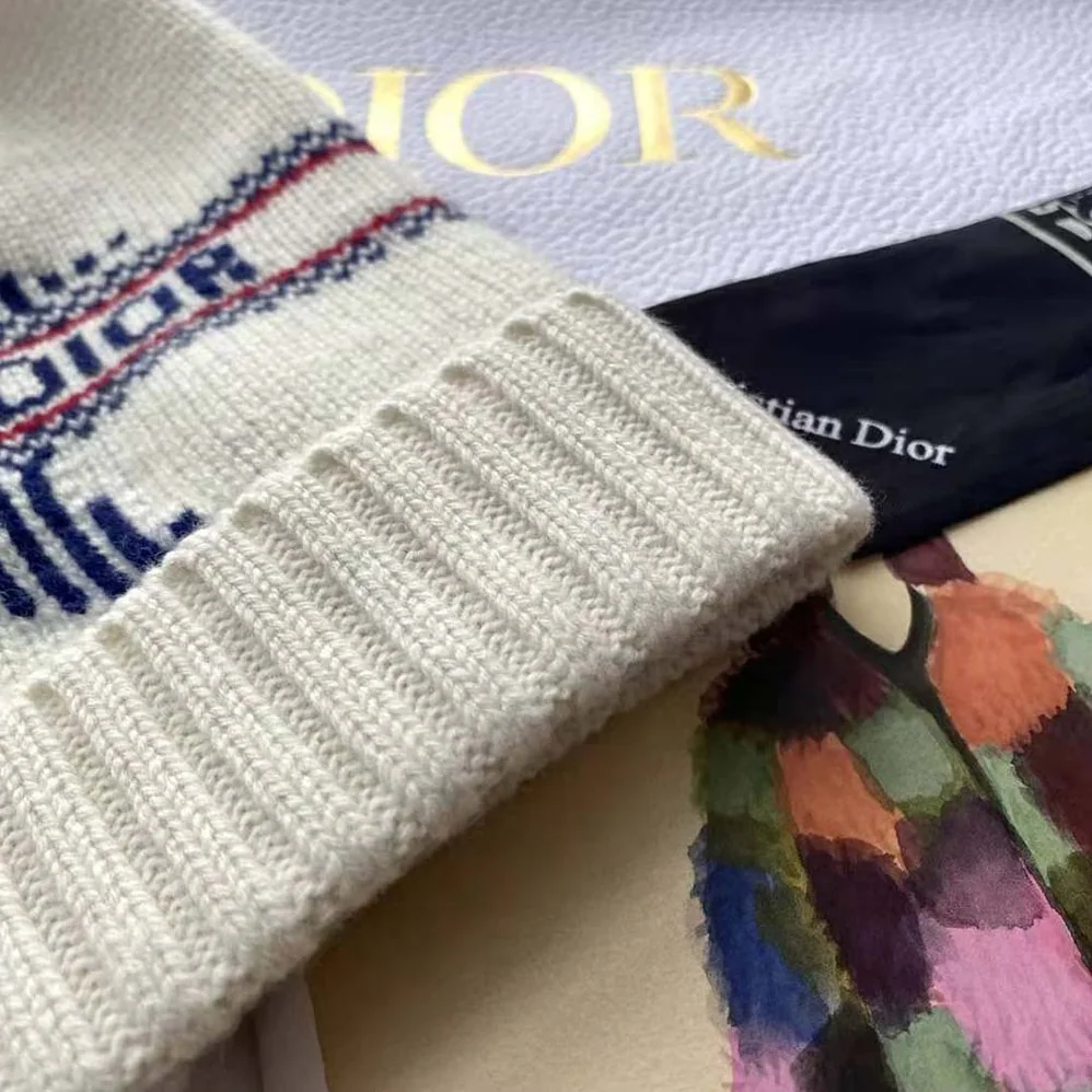 Dior Dioralps Beanie White Three for Women in Tone Wool and Cashmere Dior Dioralps Beanie White Three for Women in Tone Wool and Cashmere