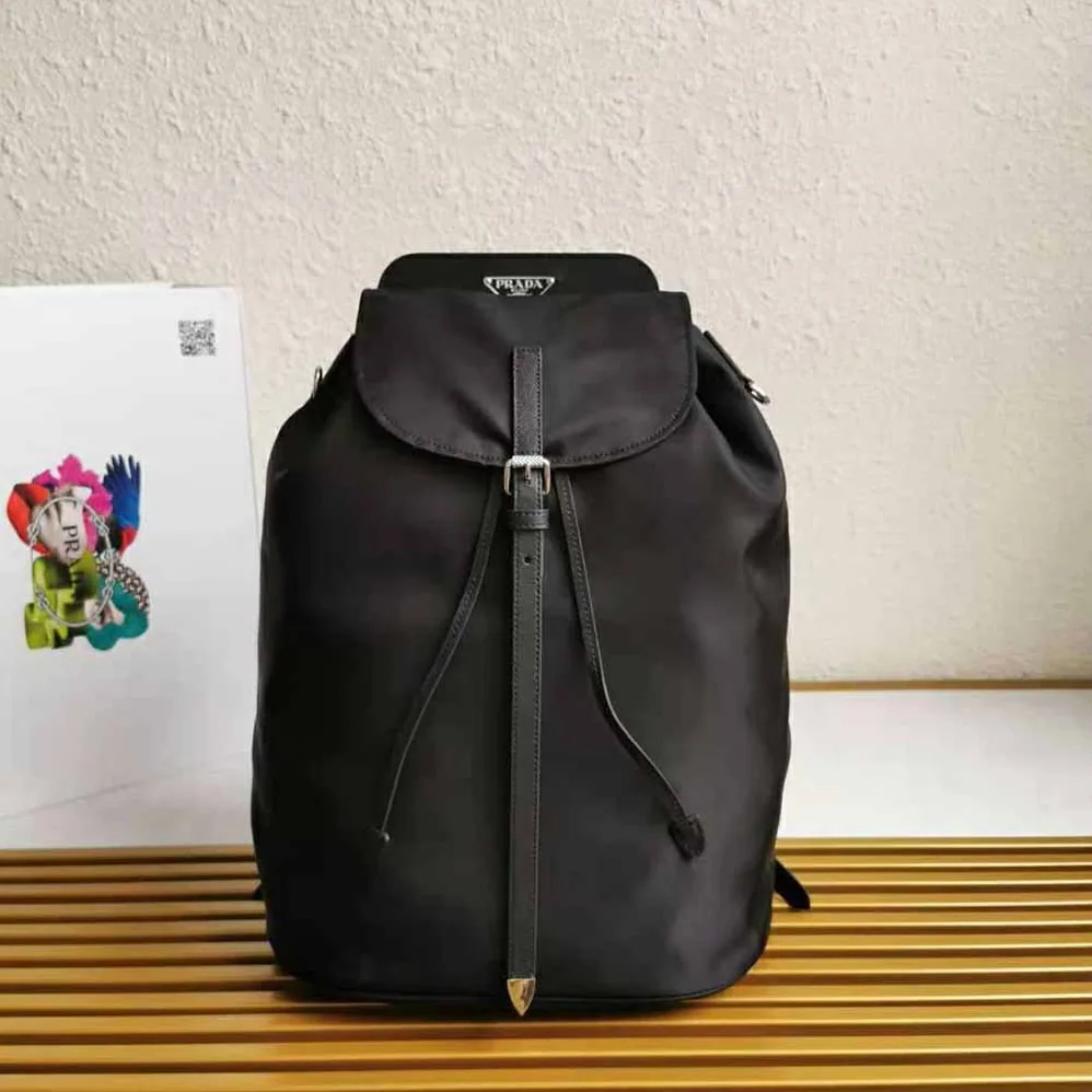 Prada Nylon and Saffiano Leather Backpack for Women in Black Prada Nylon and Saffiano Leather Backpack for Women in Black