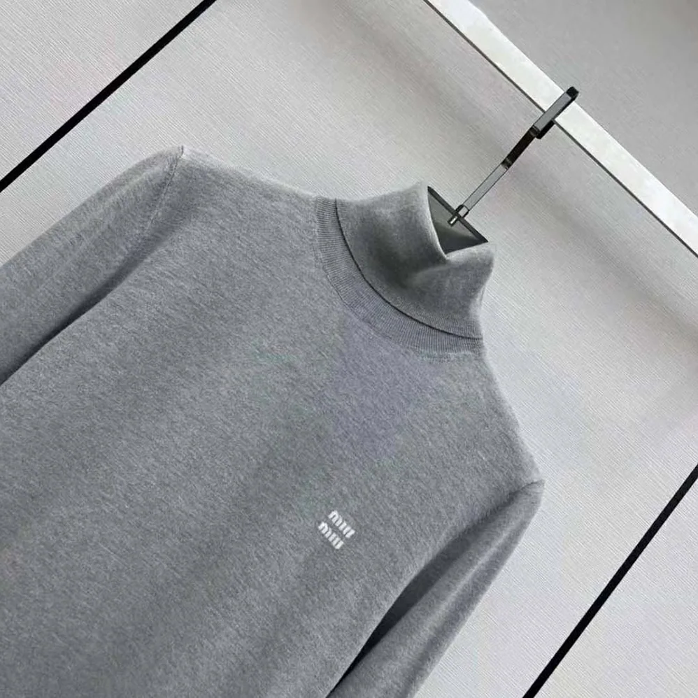 Miu Miu Cashmere and Silk Sweater with Intarsia Logo for Women