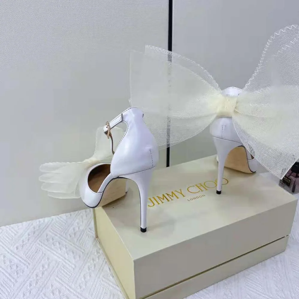 Jimmy Choo Averly 100 Latte Pumps with Asymmetric Grosgrain Mesh Fascinator Bows for Women Jimmy Choo Averly 100 Latte Pumps with Asymmetric Grosgrain Mesh Fascinator Bows for Women