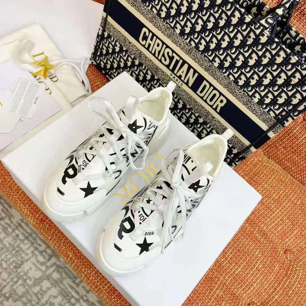 Dior D-Connect Sneaker White Technical Fabric with Dior Union Print for Women